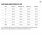 Size Guide Mens Regular Tee